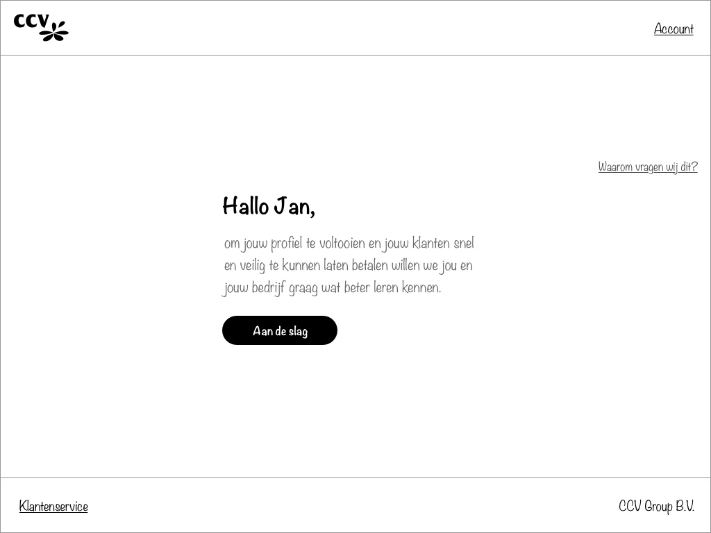 De eerste wireframes van de self-screening flow